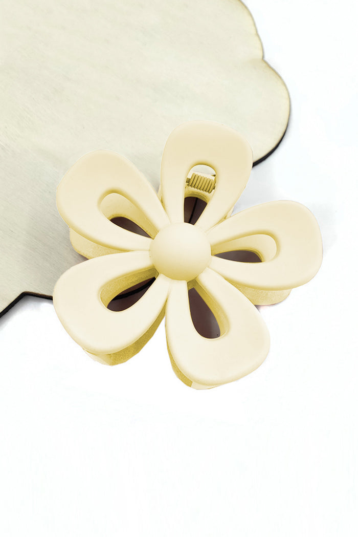 Beige Sweet Hollowed Flower Shape Claw Clip