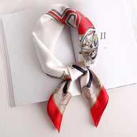 Luxury Fashion Print 70*70cm Silk Square Scarf Women Soft Satin Hairband Neckerchief Tie Female Headband Foulard Bag Ribbon