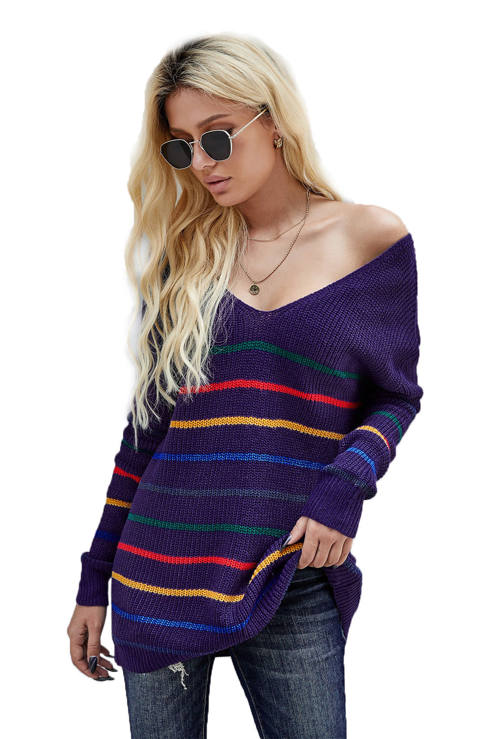 Multicolor Striped Knit Sweater