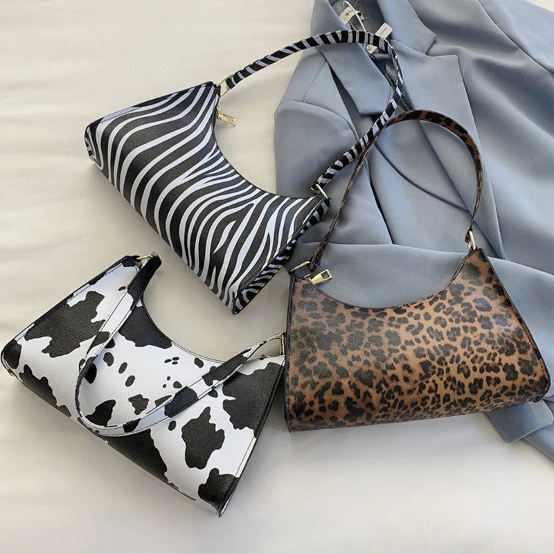 Summer New Shoulder Bags for Women High Quality Zebra Underarm Handbags PU Leather Leopard Armpit Purse Bag