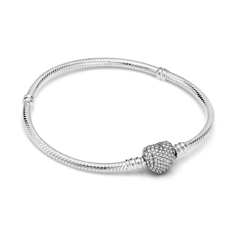 925 Silver Heart Snake Chain Bracelet For Women Infinite Knot Butterfly Infinity Clasp Femme Bracelet Bangles Luxury Jewelry