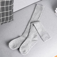 Women Long Socks Cashmere Women Boot Solid Wool Thigh Stocking Skinny Casual Cotton Over Knee-High Fluffy Female Long Knee Sock