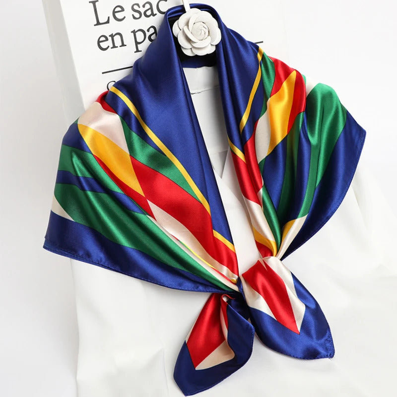 90*90cm Women Scarf Silk Feeling Hair Neck Square Brand Office bandanna muffler Waiter Flight Attendants Handkerchief Rings wrap