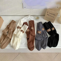 Winter Cozy Thickened Pile Socks Mid Calf Length Casual Cotton Soft Warm Comfortable Footwear Seasonal Hosiery