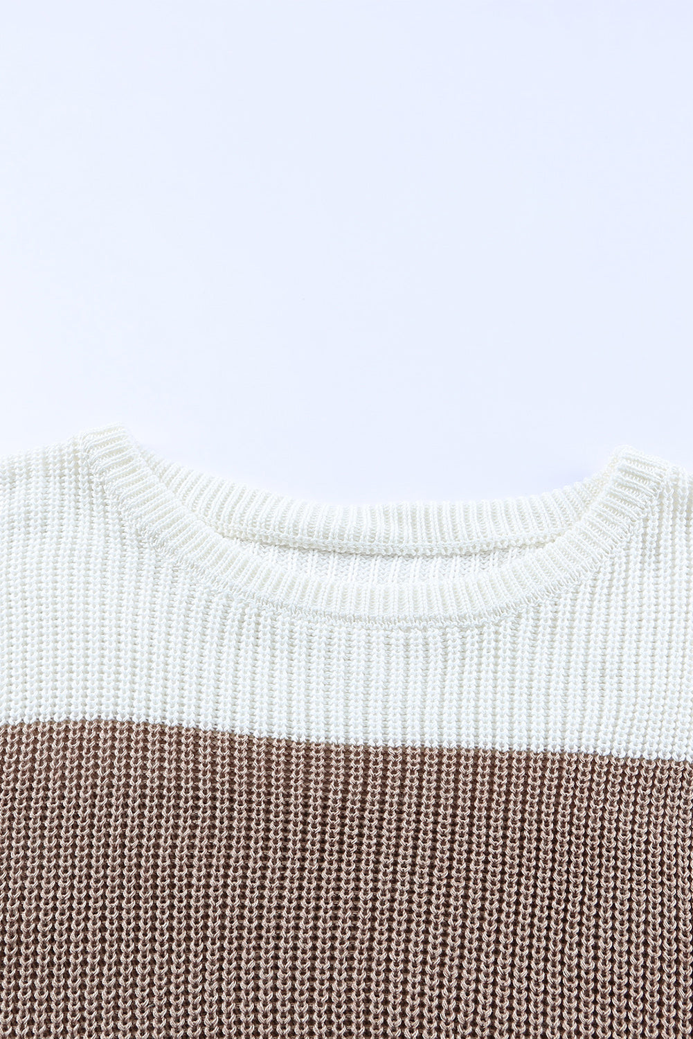 Chestnut Color Block Knitted O-neck Pullover Sweater