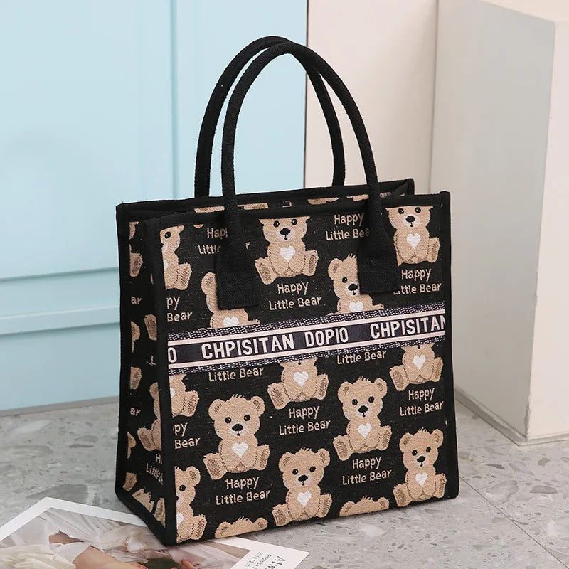 New Arrival! Fashionable Top-handle Bag with Cute Cat Pattern Large Capacity Mommy Bag for Women, Perfect for Work and Commuting