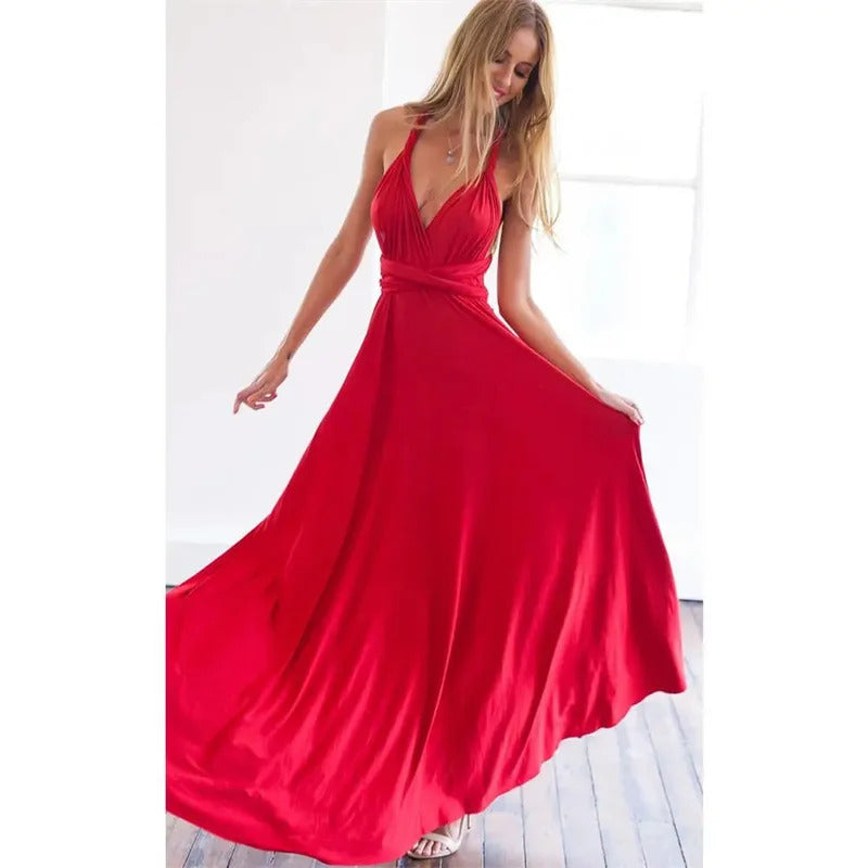 Sexy Women Multiway Wrap Convertible Boho Maxi Club Red Dress Bandage Long Dress Party Bridesmaids Infinity Robe Longue Femme