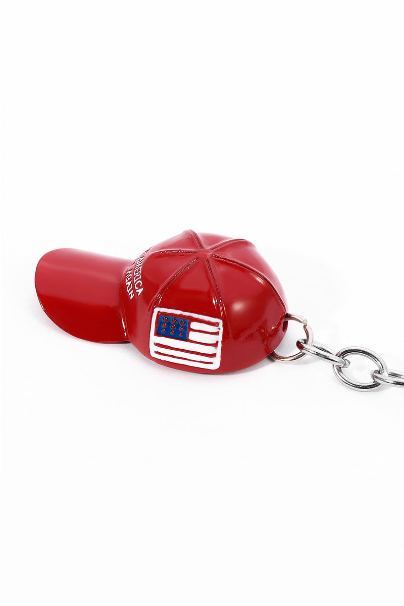 Fiery Red Make America Great Again Cap Pendant Keychain