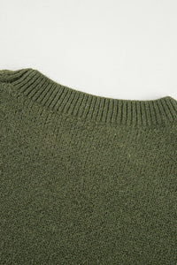 Moss Green Flower Sleeve Drop Shoulder Sweater