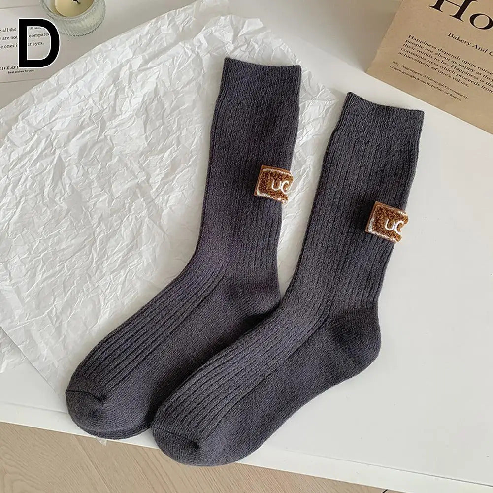 Winter Cozy Thickened Pile Socks Mid Calf Length Casual Cotton Soft Warm Comfortable Footwear Seasonal Hosiery