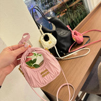 Brand Design New Women's Mini Messenger Bag Wrinkled Leather Shoulder Bag Metal Letter Lipstick Earphone Bag Y2k Girl Bag 2024