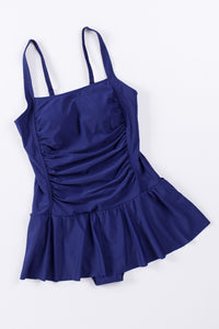 Blue Padded Push up One Piece Swimdress