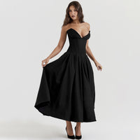 Suninheart Black Elegant Wedding Events Dress Sexy Strapless Corset Dress Midi Christmas Party Dresses for Women Clothing 2023