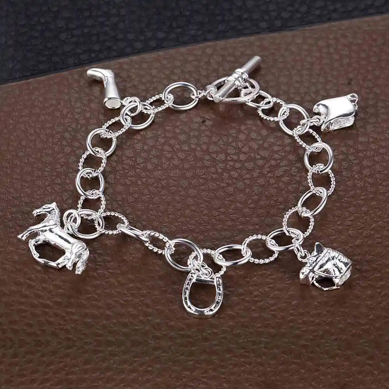 925 Sterling Silver Rose Flowe Bracelet Nice Snake Chain High Quality For Women Men Fashion Jewelry Wedding Engagement Party