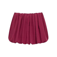 DUOPERI Women Fashion Solid Mini Balloon Skirt High Elastic Waist Female Chic Lady Casual Y2K Short Skirt