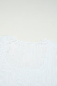 White Ribbed Knit Long Sleeve Square Neck Bodysuit