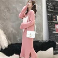 Elegant Strip Knitwear Loose Midi Dresses Half Turtleneck Knitted Dress Casual Sweater Vestidos Korean Women Fall Winter Robe