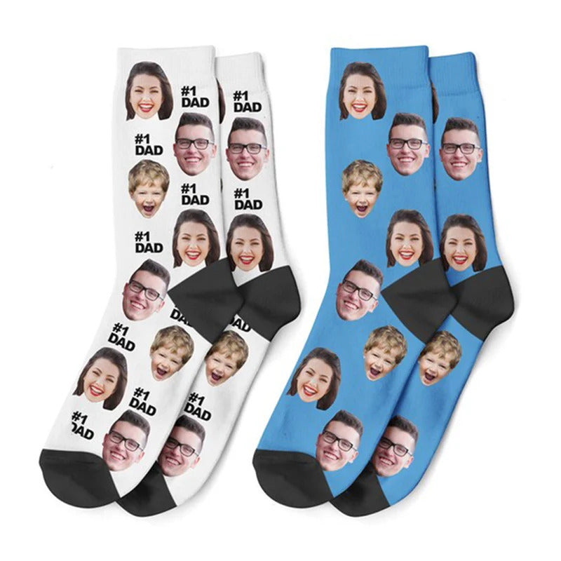 fashion custom face socks 3d printing custom text plus photos trend personality long socks the best gift for family and friends