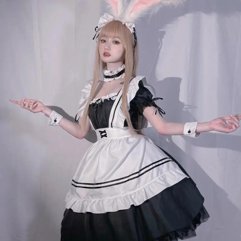 Maid Costumes Black White Maid Outfit Anime Cosplay Sexy Gothic Lolitamiad Dress Kawaii Fairy Uniform Plus Size Lingerie Clothes