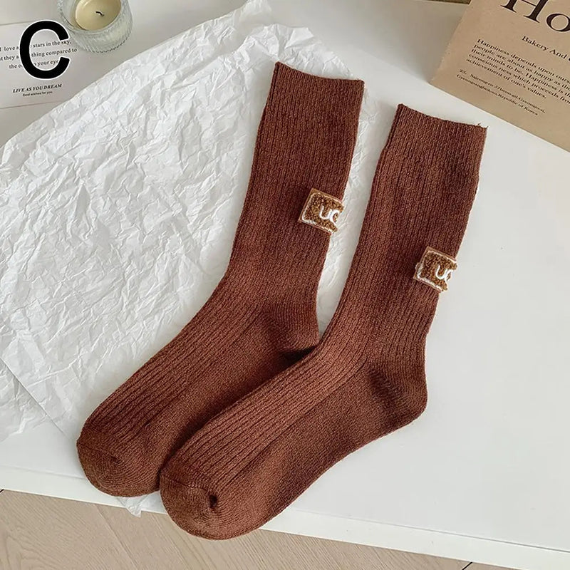 Winter Cozy Thickened Pile Socks Mid Calf Length Casual Cotton Soft Warm Comfortable Footwear Seasonal Hosiery