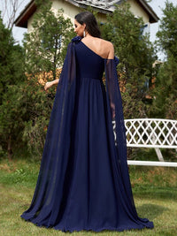 Lucyinlove Luxury Chiffon Streamer Navy Evening Dress Long 2024 Elegant Dress Bridesmaid Party Prom Arabia Flower Cocktail Dress