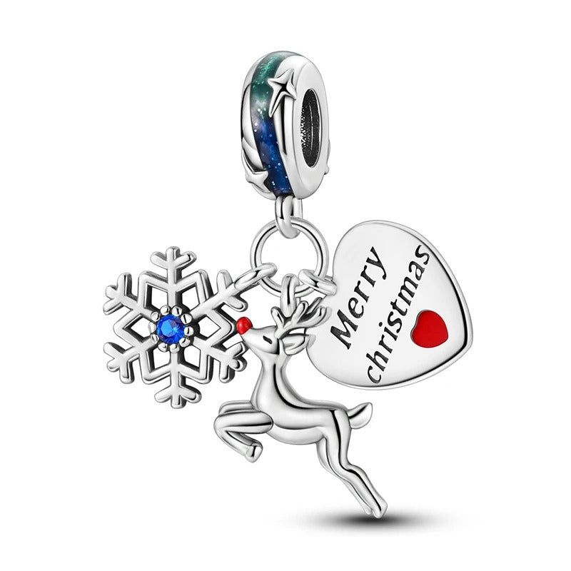 Holiday 925 Sterling Silver Polar Bear Funny Santa Charm Fit Original Bracelet Spinning Carousel Snowman Charm Christmas Jewelry