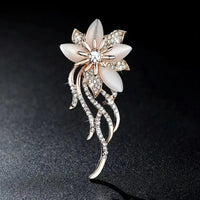 1PC Vintage Temperament Green Jasmine Brooch For Women Crystal Flower Buckle Brooch Dress Clothes Suit Scarf Clip Jewelry Gift