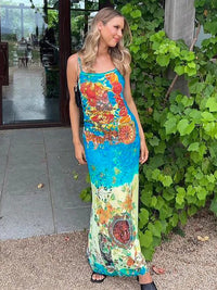 Dulzura 2023 summer women maxi print dress sexy Spaghetti Strap streetwear festival clothing party fitness for women graphic