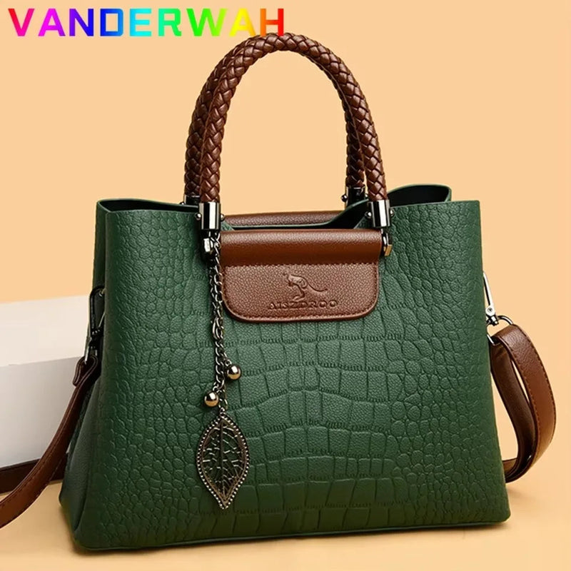 Luxury Handbag Fashion Print Large Capacity Soft Leather Women Shoulder Crossbody Bag Leisure Designer Ladies Purses and Handbag