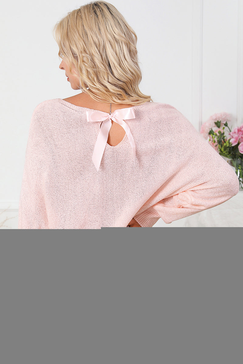 Black Ribbon Bow Knot Dolman Sleeve Sweater