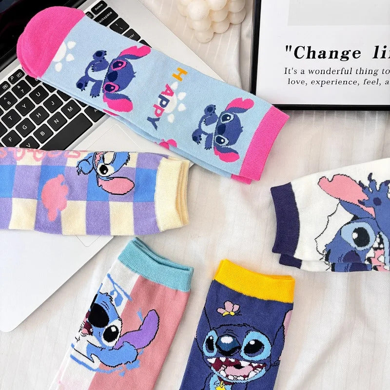 1 Pair New Design Cartoon Long Men Socks Stitch Kawaii Women Socks creative Skateboard socks Fashion knee-high Socks Size 34-42