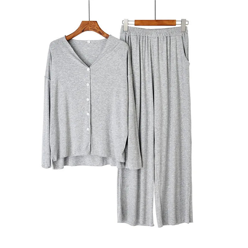 Winter Women 2 Pieces Home Suit 2024 New Spring Autumn Long Sleeve Pajama Sets Loose Soft Cardigan Sleepwear Loungewear Clothes