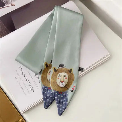 New Style Decoration Women's Printed Animal style Scarf Business Europe And America Small Neckerchief Silk Scarves skinny scarf