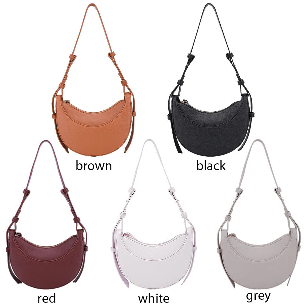 Women Tote Bags Casual Hobo Bag Luxury Brand Handbag Large Capacity PU Half Moon Crescent Bag Saddle Shoulder Bag Commuting Bag