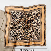 1pcs 70cm Leopard Print Silk Scarf for Women Imitation Silk Light Luxury Versatile Headwear Bag Decoration Clothing Square Scarf