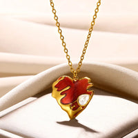 Stainless Steel Love Heart Necklace For Women 2023 New Trendy Lip Chain Simple Pendant Necklace Jewelry Gift Wholesalers