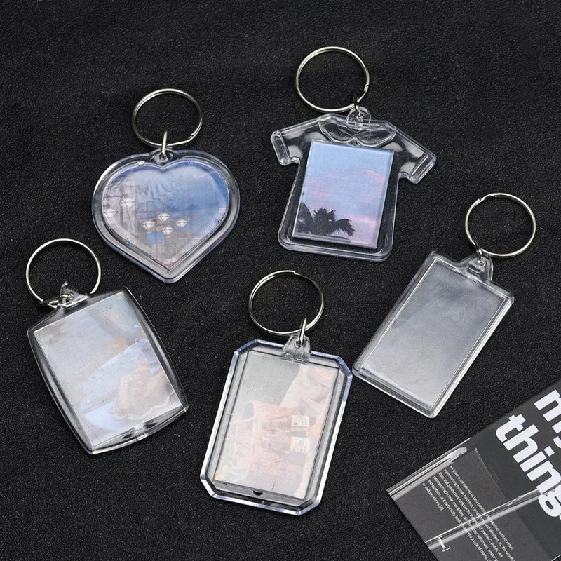 1/10pcs Transparent Photo Frame Keychain Tassels Snap-In Custom Insert Photo Acrylic Blank Keyring Clear Blank Picture Pendant