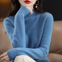 Autumn Winter Women Sweater Korean Fashion Warm Bottoming Shirts Half High Collar Basic Knitwear Solid Long Sleeve Pullovers