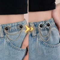 New Pearl Chain Waist Tighten Buckle Nail-free Metal Jeans Skirts Pants Clips Buttons Pins DIY Waist Tightener Clothing Buckles