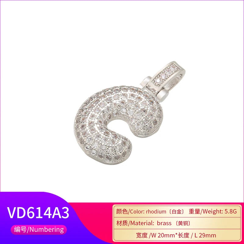 ZHUKOU 20x29mm delicate 26 silver color letter pendant for women handmade DIY necklace earrings jewelry accessories mode: VD614