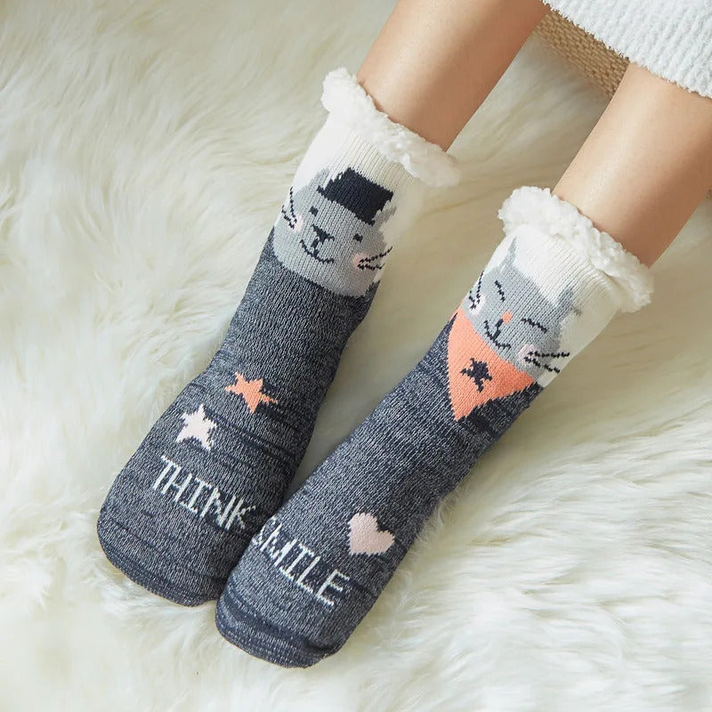 2024 New Cute Warm Socks Thicken Plus Winter Women Fuzzy Socks Christmas Kawaii Stocking Xmas Gift Home Floor Room Funny Sock