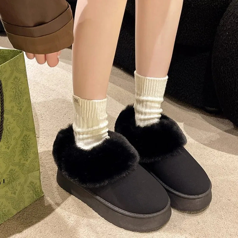 2024 New Warm Boots Women Winter Flats Shoes Short Plush Fur Ankle Snow Boots Casual Shoes Sport Suede Motorcycle Botas