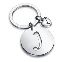 Popular A-Z  Round Brand Stainless Steel Keychain 26 Letter Keyring  Pendant Key Ring Buckle Chains for Car Motorcyle Gift