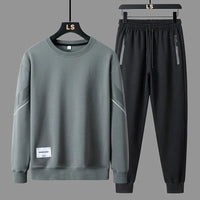 Men's 2024 Sweatshirt Set Round Neck Spring Autumn Casual Sports Two-Piece Loose Fit Comfortable Streetwear Fashion