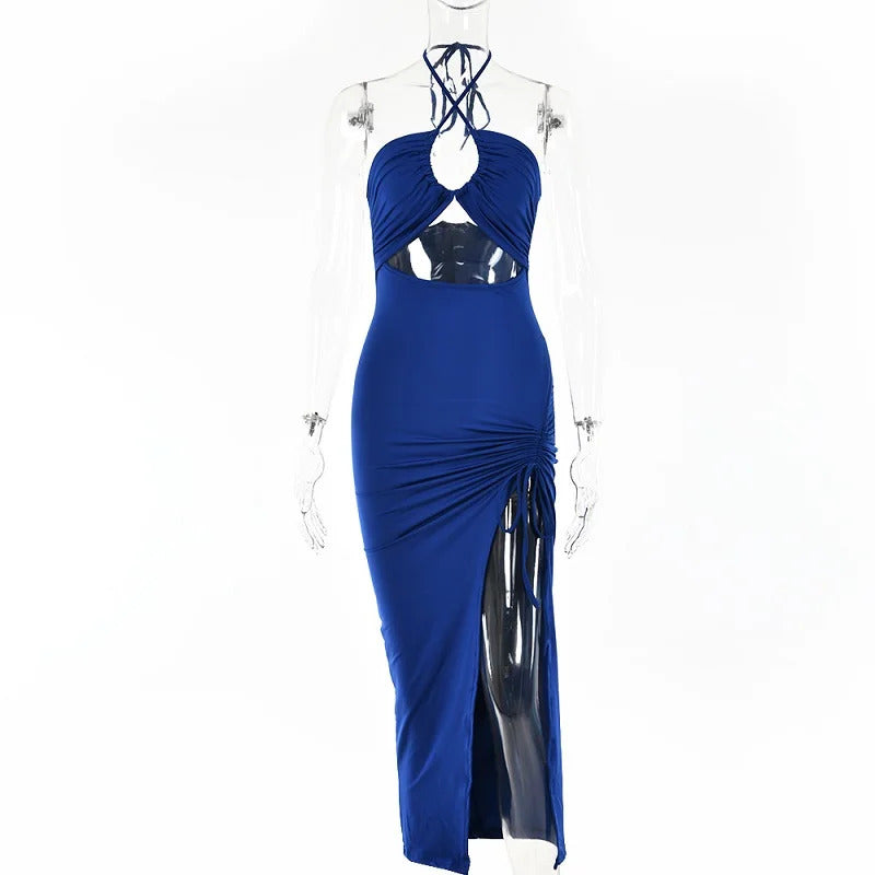 Sleeveless Sexy Female Midi Backless Dresses Slim Night Club Party Women's Dress Bodycon Vestidos Elegantes Para Mujer