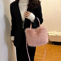 Faux Fur Tote Bag Women's Bucket Plush Luxury Design Ladies Handbags Soft Winter Crossbody Shoulder Bags Bolsa Feminina