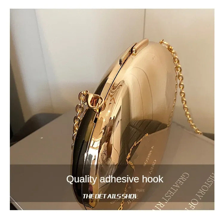 Designer Acrylic Shell Shape Clutch Bag Gold Silver Women Evening Party Bag Cute Shiny Metal Shoulder Crossbody Bags Small Purse