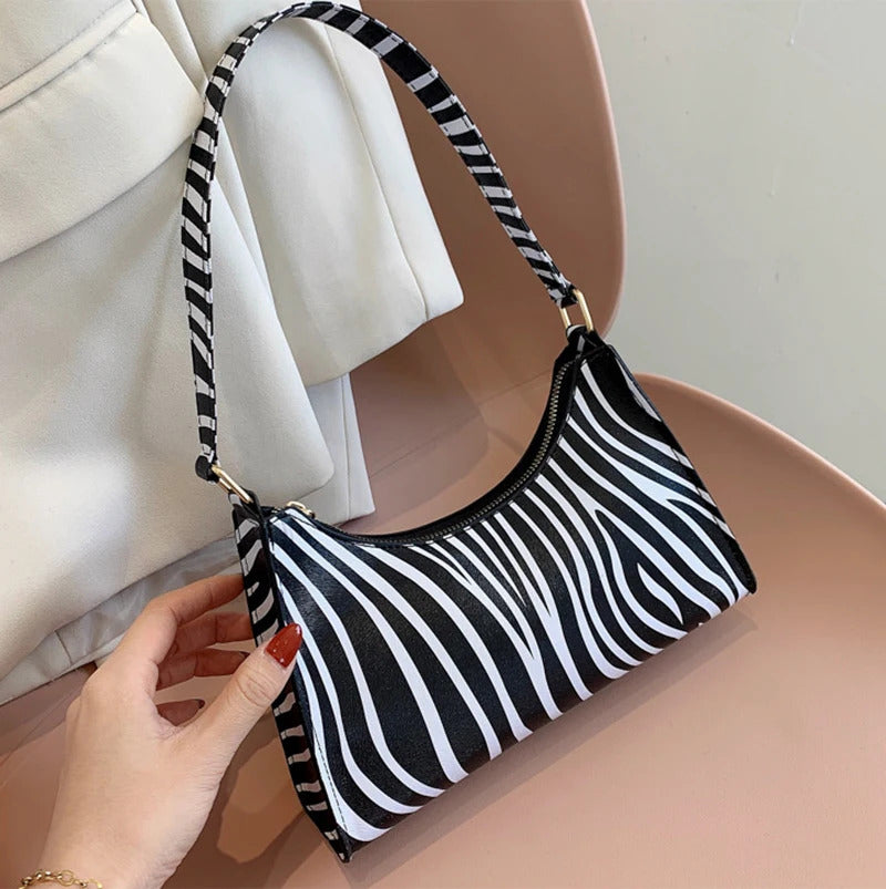 Summer New Shoulder Bags for Women High Quality Zebra Underarm Handbags PU Leather Leopard Armpit Purse Bag