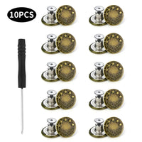 20/10pcs Detachable Jeans Screw Buttons with Screwdriver Clothes Replacement No Sewing Metal Pins Adjustable Waist Kit Tools