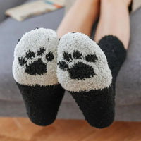 6 pairs Woman socks Set Cartoon Cute 3D Dog Cat Paw Pattern Winter Female Fleece Warm Home Floor Sleeping Thick Socks Wholesale